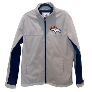 NFL G-111 Denver Broncos Men's Jacket Full Zip Wind/Water Resistant Grey Navy XL